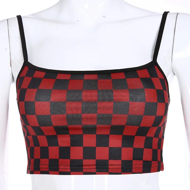 LAISIYI, женские шикарные Plasid Camis, новинка, на тонких бретелях, модные короткие жилеты, осенние базовые Топы, уличная одежда, женский короткий топ ASVE20851
