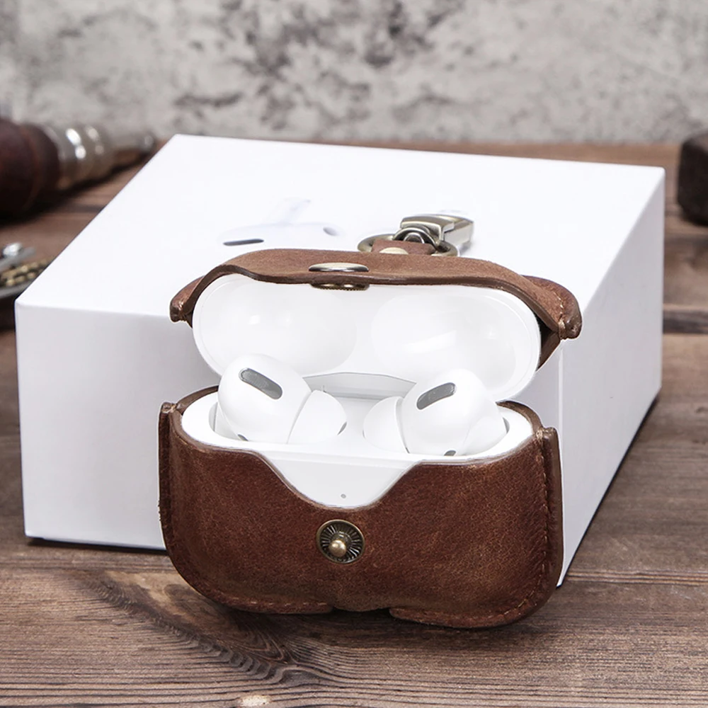 Ретро чехол из натуральной кожи для AirPods Pro, противоударный чехол для AirPods 3, чехол для зарядки Airpod Pro, пылезащитный чехол