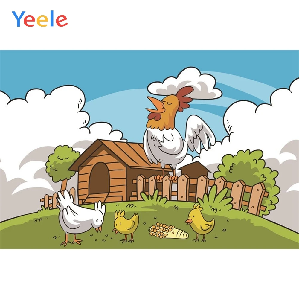 

Yeele Baby Birthday Party Photography Backgrounds Cartoon Farm Chicken Animal Custom Photographic Backdrop For Photo Studio