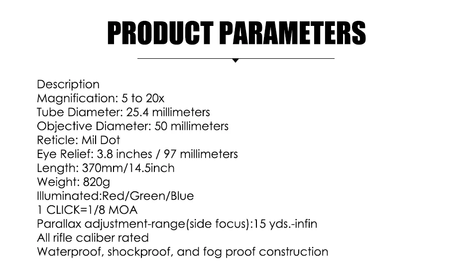 5-20X50 AOIR Riflescope llumination сетка Блокировка башенки прицел Зрительная Охота оптический прицел Прицелы для пневматического пистолета