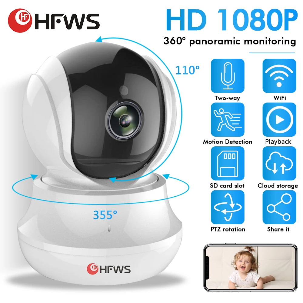 HFWS IP камера Wi Fi системах видеонаблюдения 1080P 2MP камеры безопасности для дома, wirele cctv ИК камера Ночное видение ПЭТ для помещений|Камеры видеонаблюдения| | АлиЭкспресс - избранное