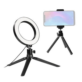 

6inch LED Ring Light 3 Colors 3500-6500K 10 Level Dimmable lamp with Tripods Phone holder for Phone for YouTube Video Lighting