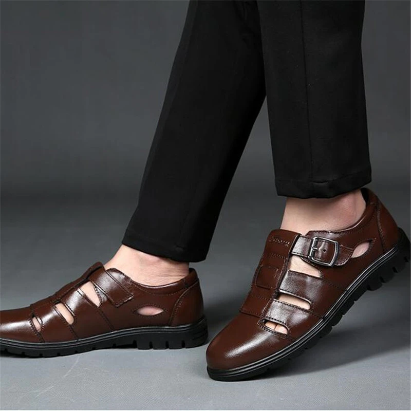 Casual Shoes Men Sandals Leather Real 