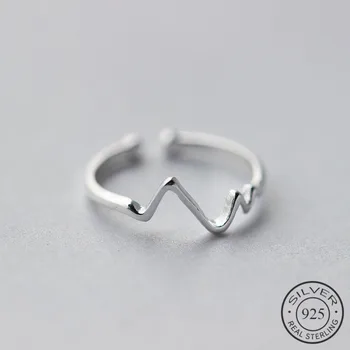 

Real 925 Sterling Silver Irregular Geometric Wave Adjustable Ring Fine Jewelry For Women Party Personality Accessories