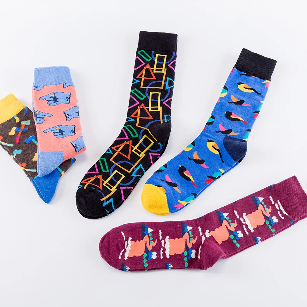 UP GRADE Happy Star Pattern Women Socks Uni-sex Happy Design Cotton Socks for Gym Socks