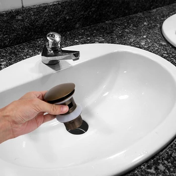 

Stainless Steel Basin Sink Drain Stopper Pop Up Drain with Overflow Vanity Sink Waste Drainer Slotted Washbasin Sink Plug