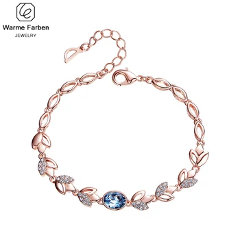 

Warme Farben Silver 925 Jewelry Bracelet for Women Leaf Crystal Rose Gold Link Chain Bracelet Fashion Jewelry Bracelets Pulseras