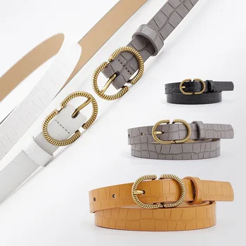 

New 2020 Ms. Japanese word buckle belt fashion stone pattern belt decoration jeans dress belt female direct sales