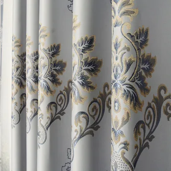 

Grey Blackout Curtains for living room bedroom Purple Jacquard thick curtain for windows treatment ready made