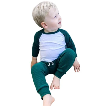 

Autumn Little Baby BoyS Long-sleeved Trousers Suit Fashion Color Contrast T-shirt and Elastic Bandage Long Pants