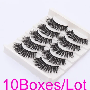 

50 Pairs Russian Double 3D Silk Faux Mink Fake Premium Synthetic False Eyelashes Wholesale Natural Volume Eyelash Manufacturer