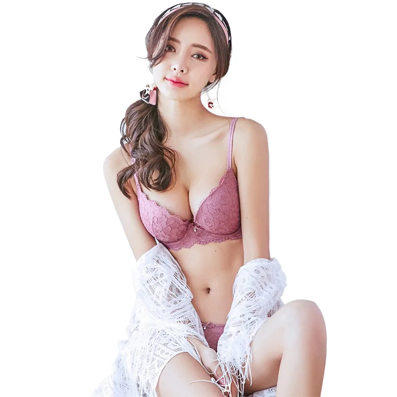 

Bra and Panty Set Intimates Push Up Bra Set Undergarments for Women Lace Ligerie Sexy Adjusted-straps Underwire Embroidery Solid