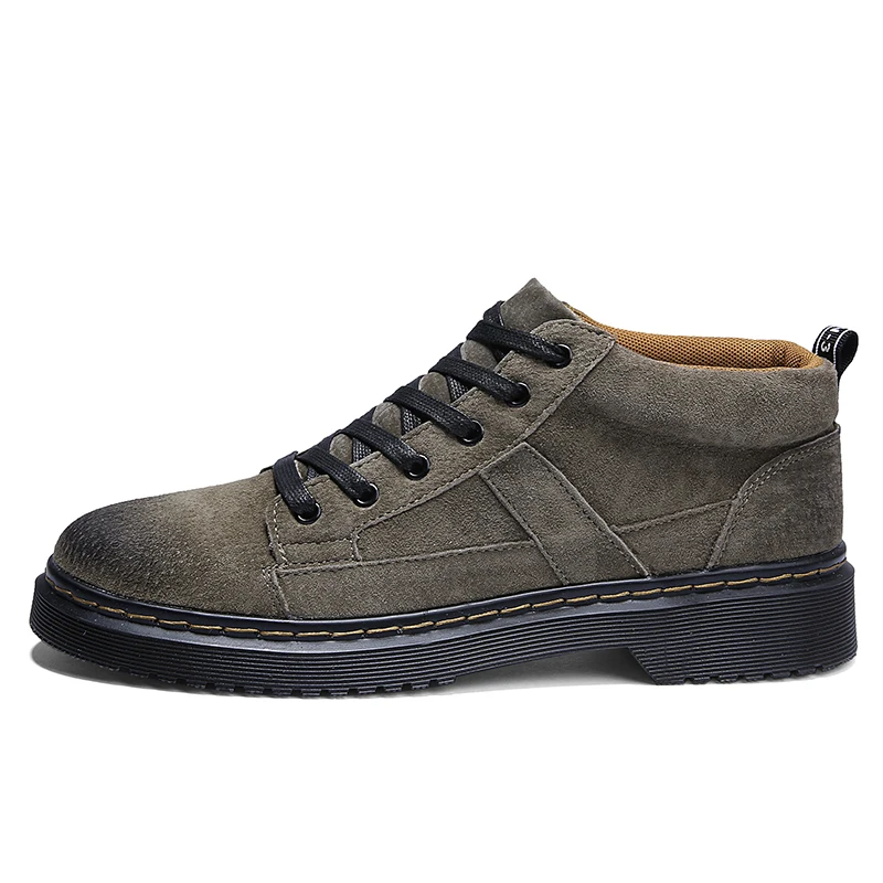khaki Новинка; модные мужские ботинки Martin; мужские Ботильоны; кожаные оксфорды; мужские ботинки-дезерты; удобные мужские ковбойские ботинки на шнуровке - Цвет: khaki