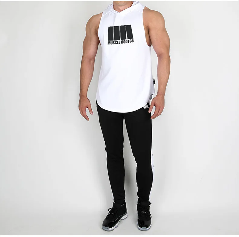 Muscle Dr. Brothers стиль летний Повседневный корейский стиль жилет мужской спортивный фитнес с капюшоном жилет одежда