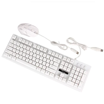 

White G20 Backlight Keyboard USB Wired Keyboard Mouse Combos Gamer Keyboard Gaming Mouse with LED light For PC Laptop