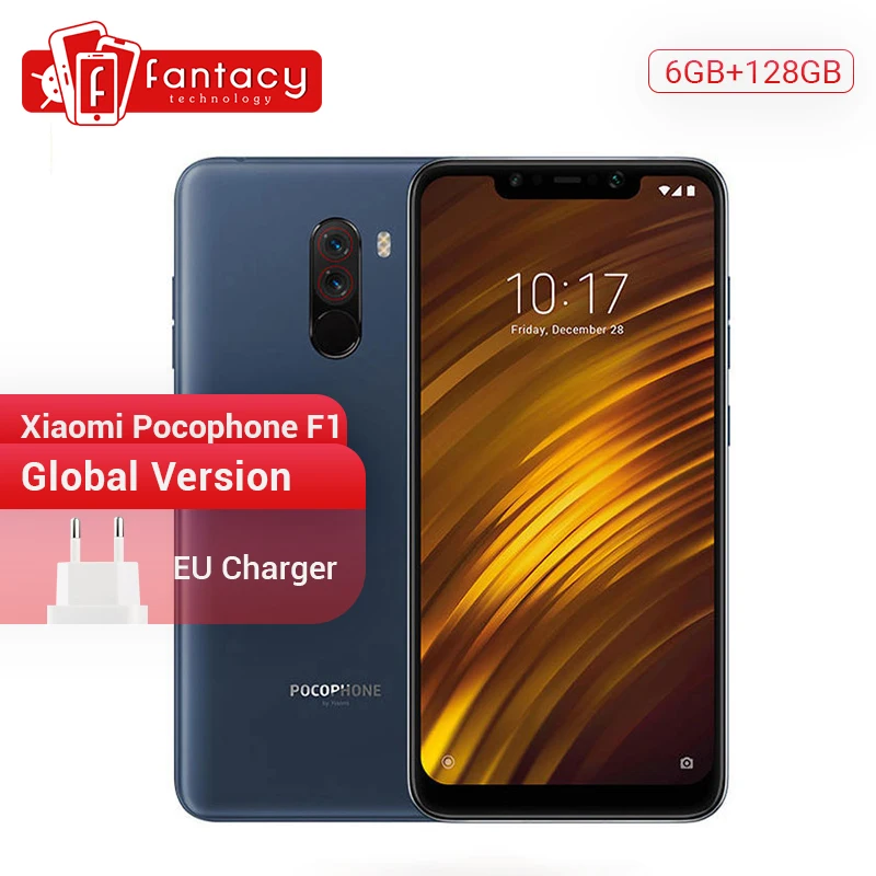 Xiaomi POCOPHONE F1 с глобальной версией, 6 ГБ, 128 ГБ, POCO F1, Snapdragon 845, 6,18 дюйма, полноэкранная фронтальная камера 20 МП, мобильный телефон LiquidCool