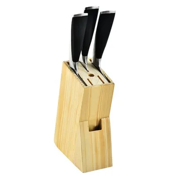 

6 in 1 Wooden Kitchen Knife Holder Block Stand Knives Cutting Tools Storage Shelf Rack Storage Box Organizer