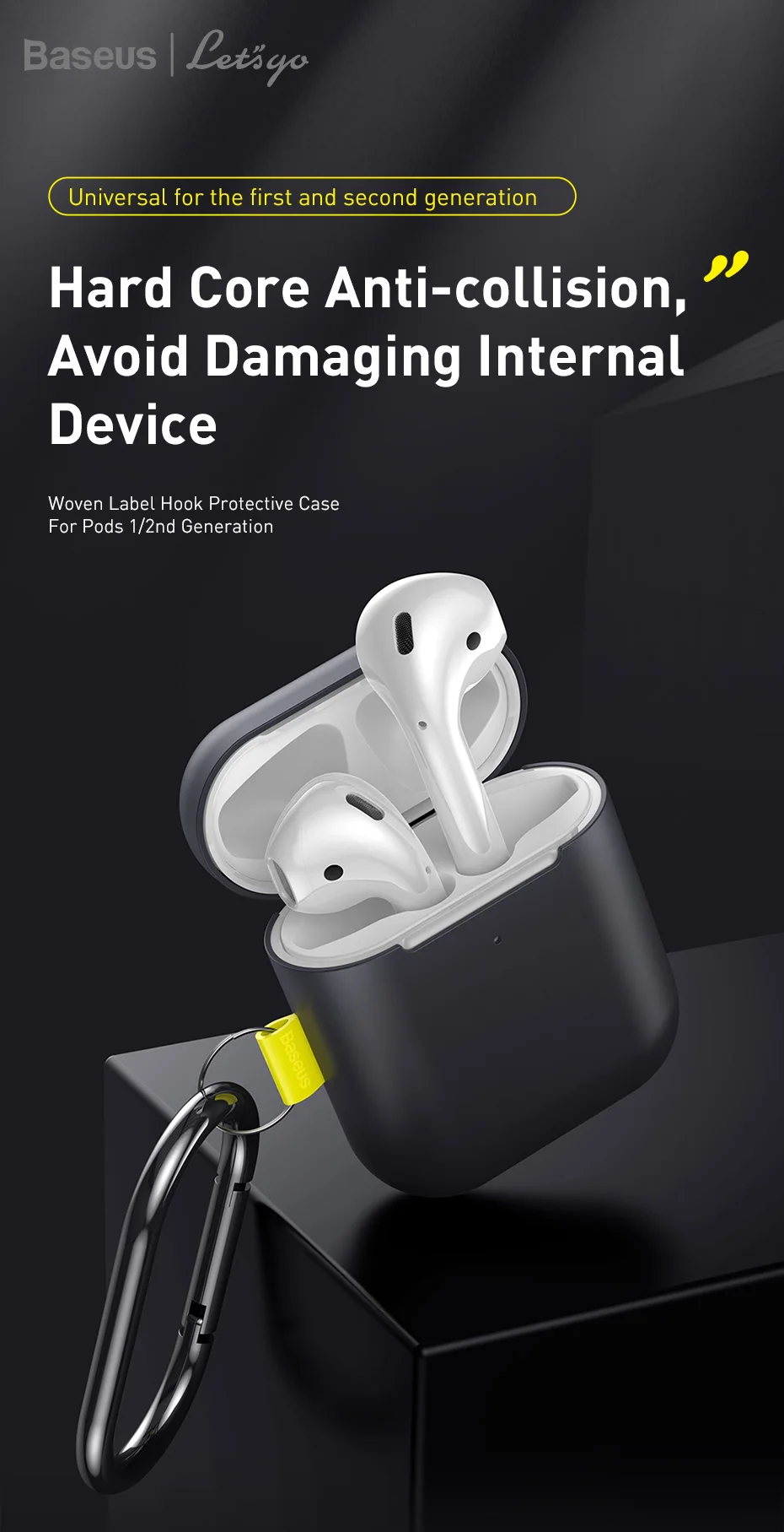 Чехол для наушников Baseus AirPods силиконовый чехол для AirPods 2 1 чехол беспроводной Bluetooth чехол для наушников Airpods