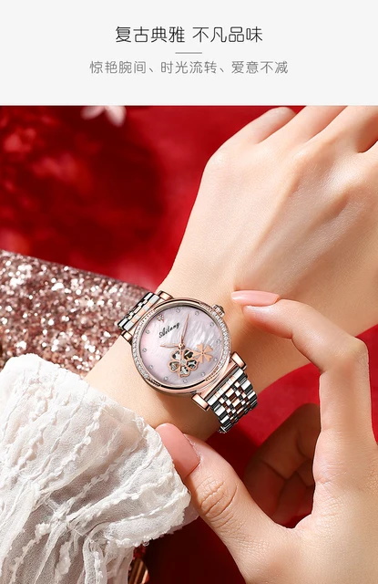 2021 new women's watch automatic hollow mechanical watch light luxury waterproof high-end ladies fashion watch 5