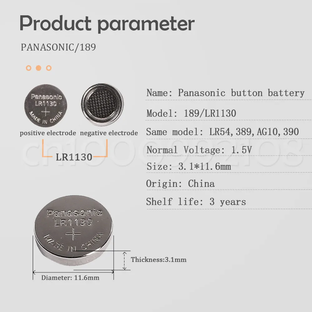 10 шт. 100% натуральная оптовая продажа PANASONIC LR54 189 AG10 L1131 SR1130 G10 V10GA 389 Щелочная Кнопка