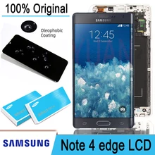 100% original 5.6 original lcd lcd screen display toque digitador assembléia para samsung galaxy note 4 borda n915 n9150 pantalla peças de reparo