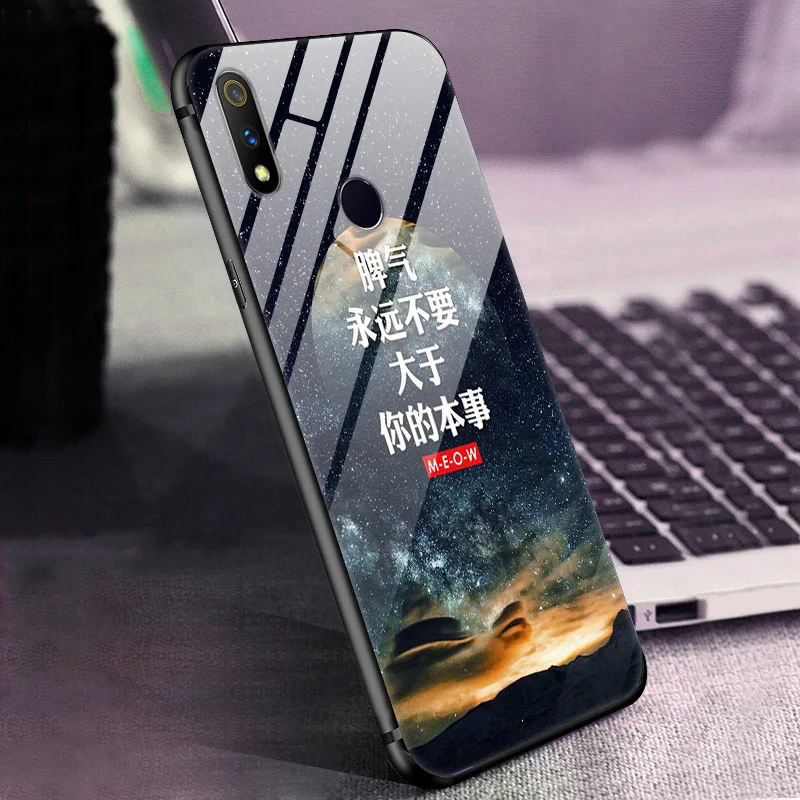 Для OPPO Realme 3 Чехол Realme3 закаленное стекло планета Космос крышка стекло задняя крышка чехол для OPPO Realme 3 Coque оболочка для Realme 3 6,22
