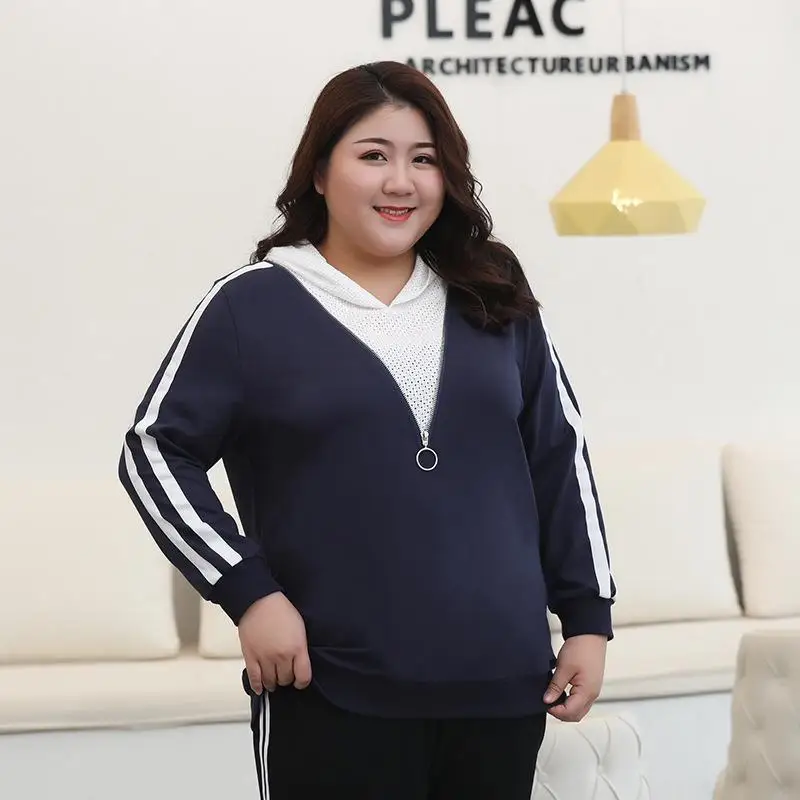 3XL 7XL 2019 для женщин размера плюс худи Толстовка Осень Повседневные вязаные