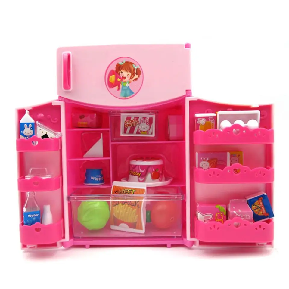 fruit ice cream shaker and baby doll refrigerator toys play