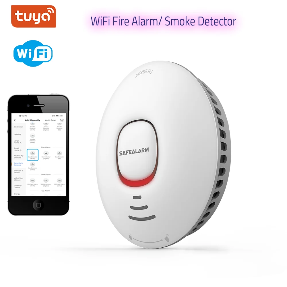 Tuya WiFi inteligente alarma de incendios de la batería operado de Detector de humo voz de alarma de seguridad para el hogar de alerta