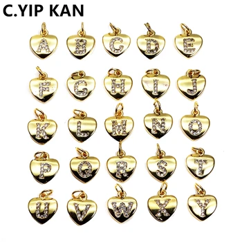 

Selling women's micro zircon 26 hearts initials pendant necklaces anklets pendant accessories DIY bracelet flexible open loop