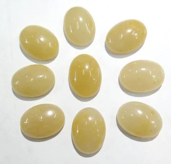 

wholesale 50pcs/lot 12x16mm Natural stone yellow jades Oval shape no holes cabochon beads for DIY Jewelry making Accessories