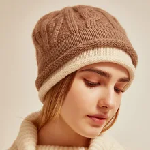 Зимняя женская кашемировая шапка из двух частей, теплая шапка из пашмины, двухсторонняя вязаная шапка, зимняя верхняя одежда