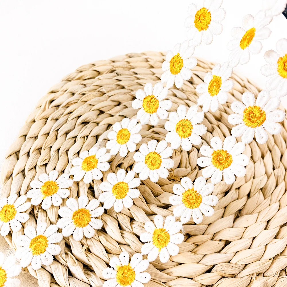 Daisy Lace Trim High Quality Flower Lace Fabric Embroidery Handmade Patchwork Ribbon DIY Apparel Sewing Accessories 2yard/lot