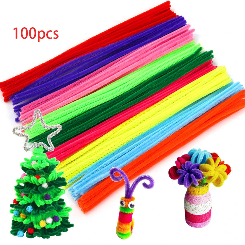 100pcs Multicolour Chenille Stems Pipe Cleaners Handmade Diy Art Craft Material Kids Creativity Handicraft Children Toys - Цвет: Multicolour 100 PCS
