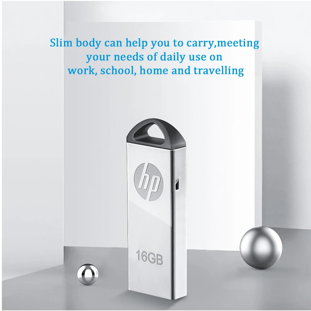 Hp usb флеш-накопитель 2,0 серебристый металлический флеш-накопитель мини-накопитель 64 ГБ 32 ГБ 16 ГБ флеш-накопитель флэш-накопитель брелок диск на ключ