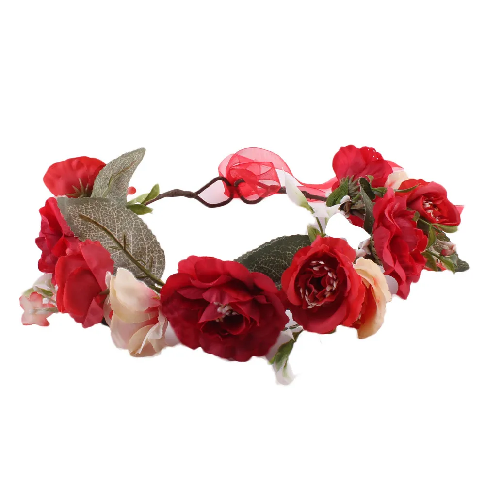 Baby Headband Fashion Baby Kids Handmade Rose Flower Headband Hairband Wreath Flower Girls Turban Hair Accessories