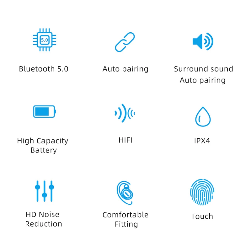 IPX7 TWS беспроводные наушники Bluetooth 5,0 сенсорное управление гарнитура Смарт HD микрофон спортивные музыкальные модные наушники