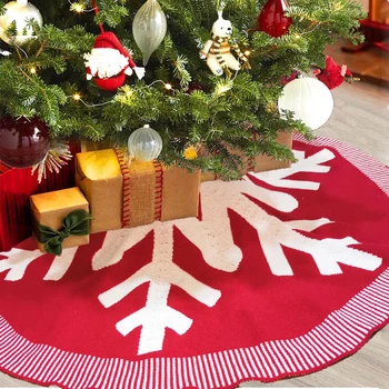 

Christmas Knitted Tree Skirt Christmas Supplies Tree Bottom Apron Folded Curly Side Tree Skirt