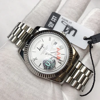 

U1 AAA luxury silver watch automatic DAYDATE men automatic Self-wind 40mmwhite dial watches Stainless steel Wristwatch