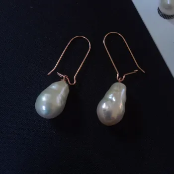 

unique freshwater pearl white reborn keshi baroque10-14MM S925 hook earrings FPPJ wholesale beads nature