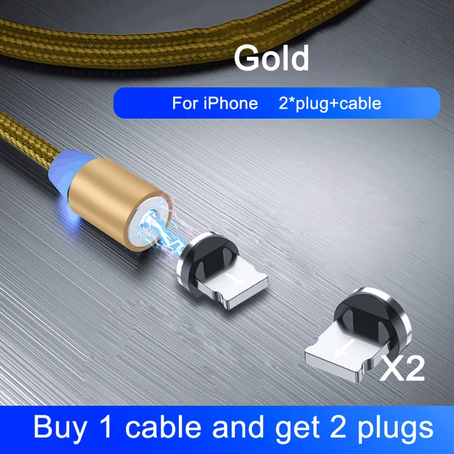 OKZ 2M Magnetic Cable Micro USB Type C Charger For Android Phones Fast Charging Magnet Charge Cord For iPhone 12 11 Pro XS Max For iPhone Gold