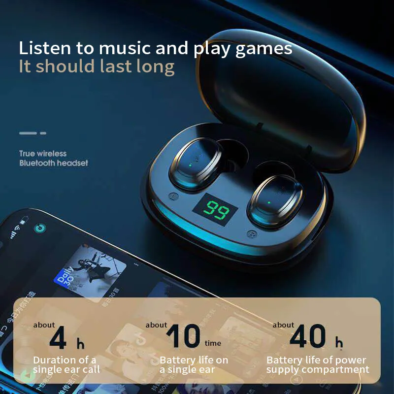 Bluetooth гарнитура 5 0 Tws Спортивная водонепроницаемая светодиодный фоном|Наушники и