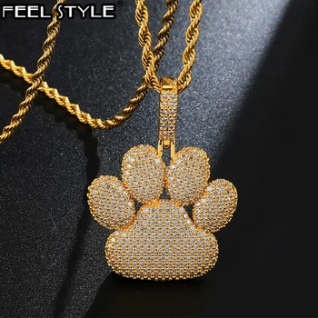 

Hip Hop Iced Out Bling Cubic Zircon CZ Bear Scratch Solid Back Necklaces &Pendants For Men Jewelry With Tennis Chain