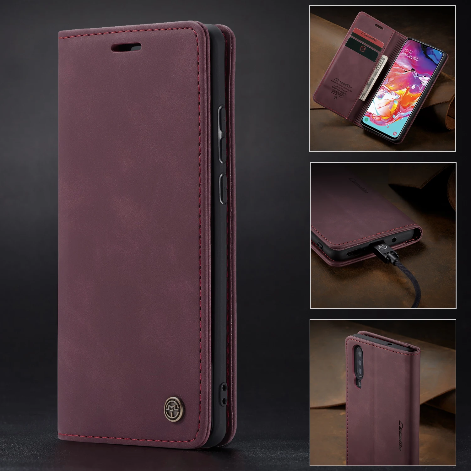 

Magnetic Wallet Flip Case For Samsung Galaxy A70 Case Luxury Vintage Matte Leather Phone Cases For Samsung A70 A 70 Book Cover