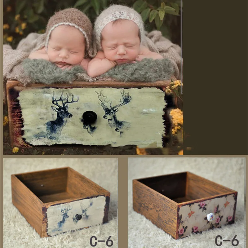 Newborn Photography Prop Photography Baby Props Photo Props Baby Studio Accessori Drawer Frame Two Sides Printing Newborn Shoot