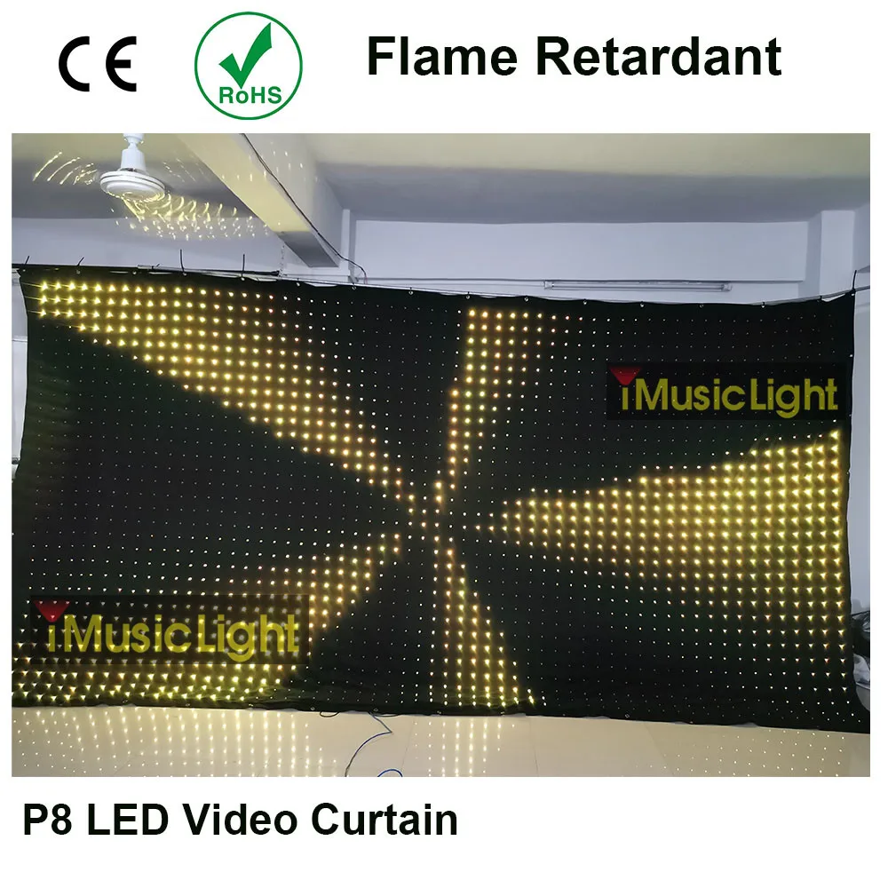 P8 3 м* 4 м Led видео занавес «Cortina de» Видео led для сцены вечерние день рождения, свадьба группа Pub Рождественское украшение