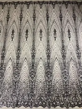

2020 New arrival african french net lace fabric with glued gilliter JOY-22605 african tulle lace fabric with shinning sequins
