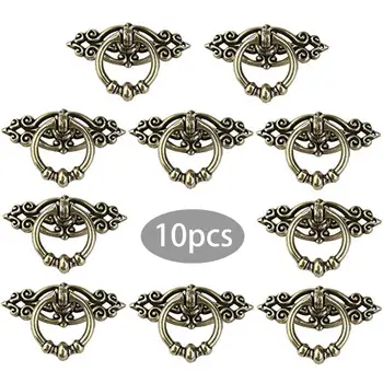 

10pcs Retro Zinc Alloy Kitchen Drawer Cabinet Door Handle Furniture Knobs Hardware Cupboard Antique Pull Handles Bronze Tone