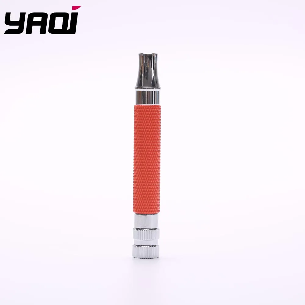 

Yaqi Bright Red and Chrome Color Brass Safety Razor Handle