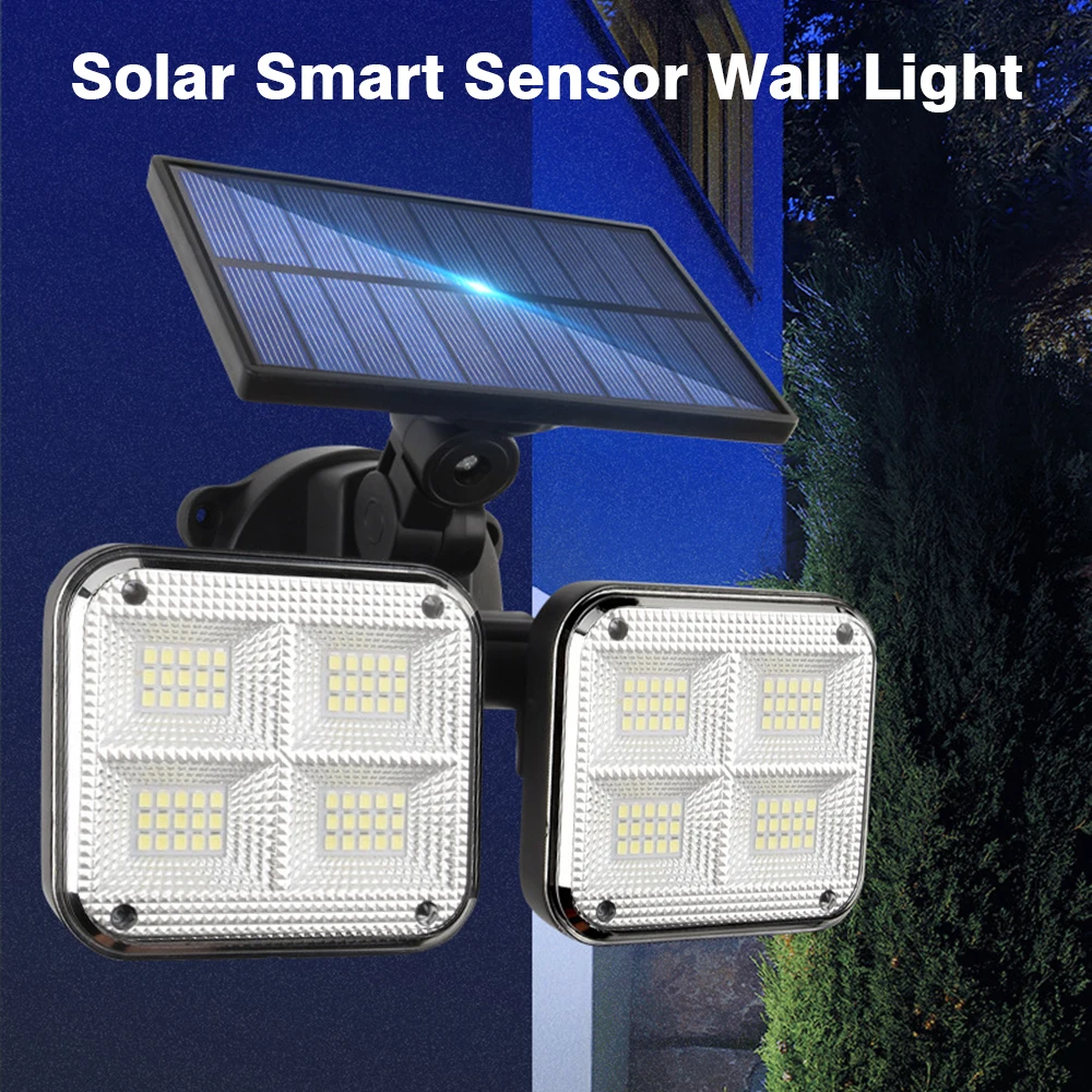 BORUiT 120 LED Motion Sensor Solar Lights 16W Adjustable Heads Solar Lamp Outdoor Waterproof Super Bright Wall Lamp for Garden